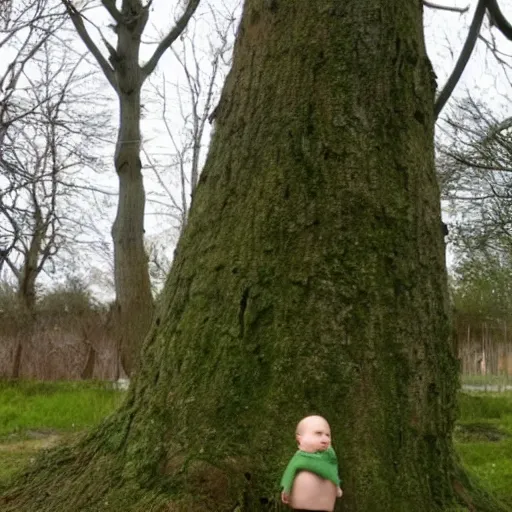 Image similar to a tree growing out of a baby