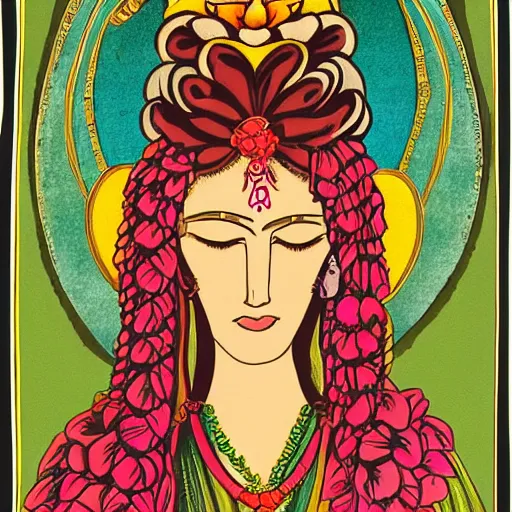 Prompt: goddess named urualu, she rules over love and marriage. her symbols are roses and doves.
