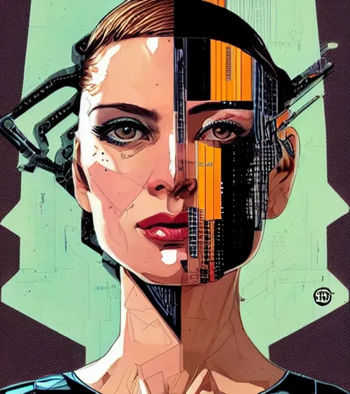 Image similar to portrait of a female android, by MARVEL comics and Sandra Chevrier