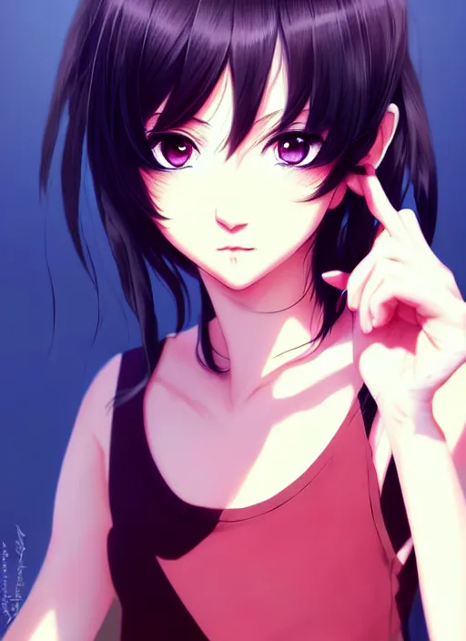 Image similar to portrait of beautiful young anime girl, cute-fine-face, pretty face, realistic shaded Perfect face, black hair, fine details. Anime, final fantasy, highly detailed, artstation, illustration, art by Ilya Kuvshinov