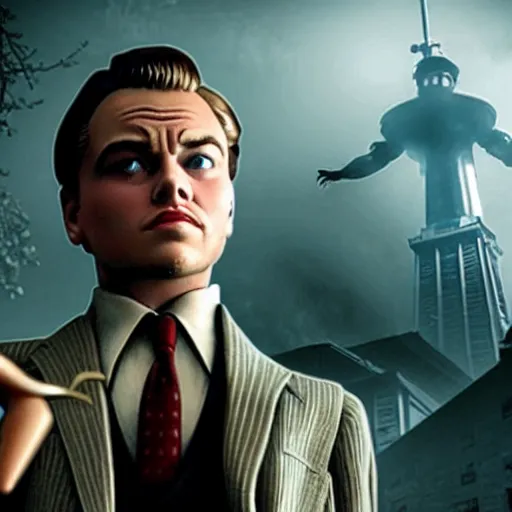 Prompt: cinematic photo of andrew ryan, portrayed by leonardo dicaprio, in a new live - action bioshock movie