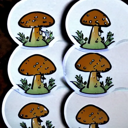 Prompt: cute mushroom goblet waxcup sticker