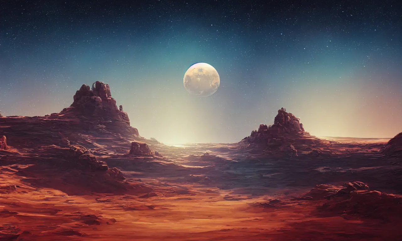 Image similar to mars and moon ground by alena aenami artworks in 4 k