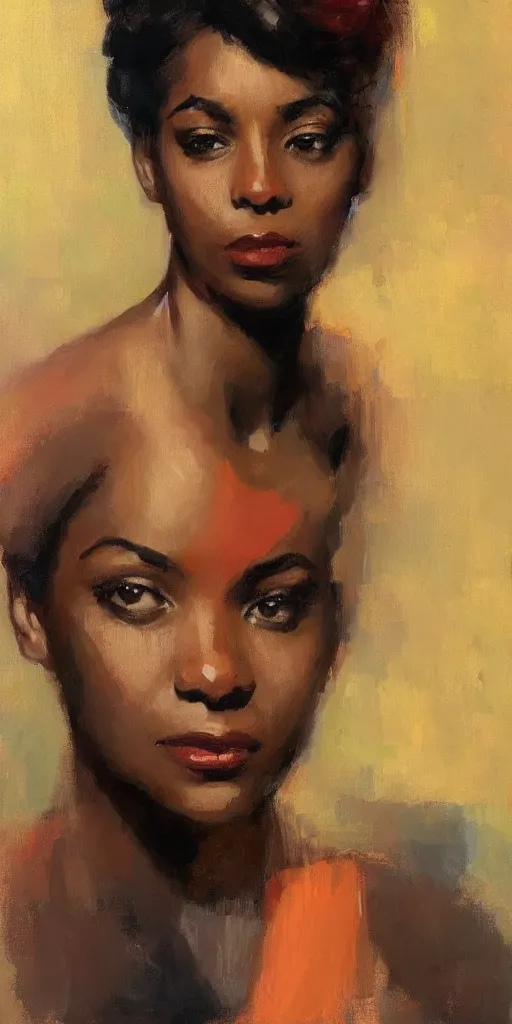 Prompt: impressionist portrait of a Black woman by Suchitra bhosle.