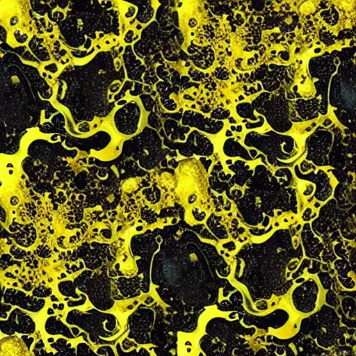 Image similar to beautiful liquid marble texture with oil bubbles. harmonic black yellow and mint coloured abstraction. ultradetailed realistic art