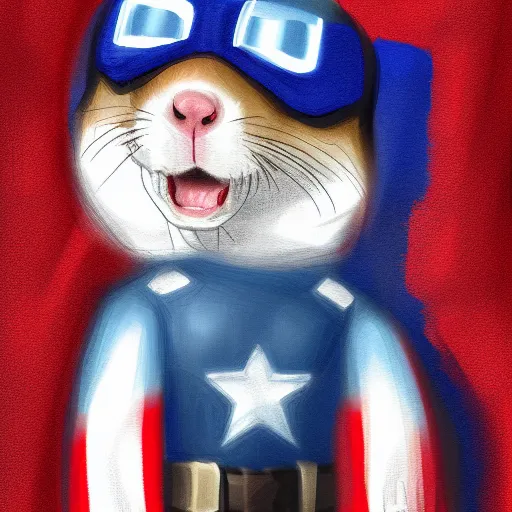 Image similar to A ferret as Captain America, Digital painting