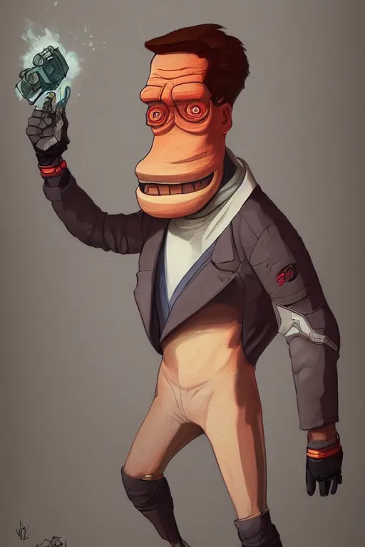 Prompt: A highly detailed full body portrait painting of Seb Brannigan from Futurama, Greg Rutkowski, trending on artstation