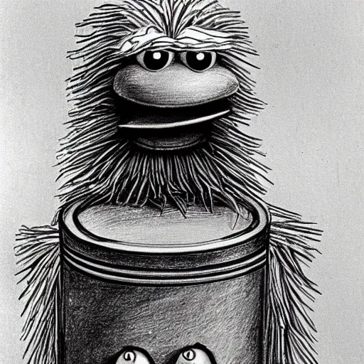 Prompt: Anatomical drawing of Oscar the Grouch from Sesame Street by Leonard da Vinci”