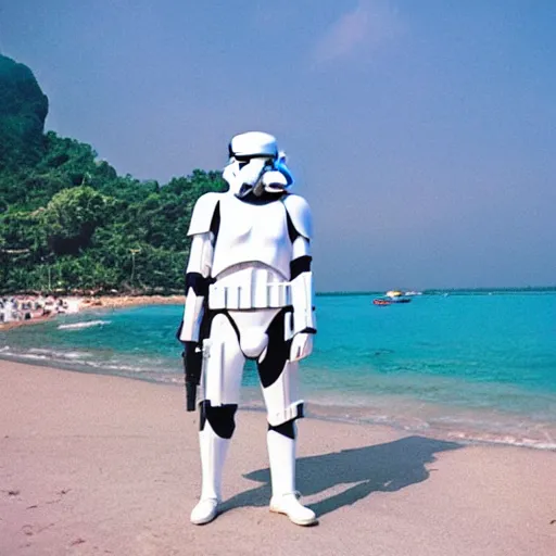 Image similar to stormtroopers on holiday in thailand, 3 5 mm film