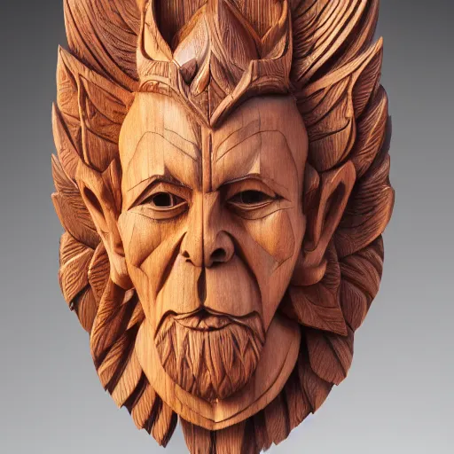 Prompt: A highly detailed wooden carving of Lucifer, studio photo studiolight 8K