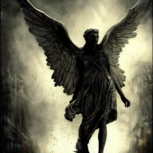 Image similar to the weeping angel by raymond swanland, highly detailed, dark tones