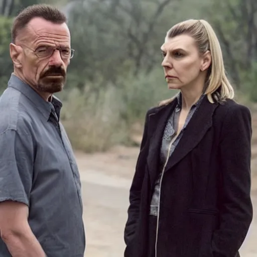 Prompt: braking bad rhea seehorn meets walter white