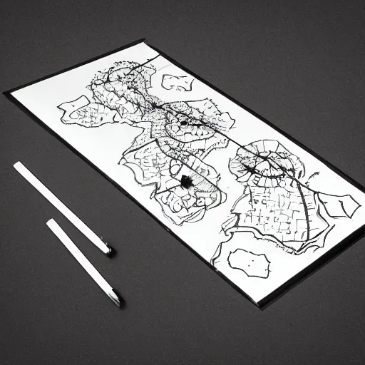 Image similar to a black pen drawn dnd map