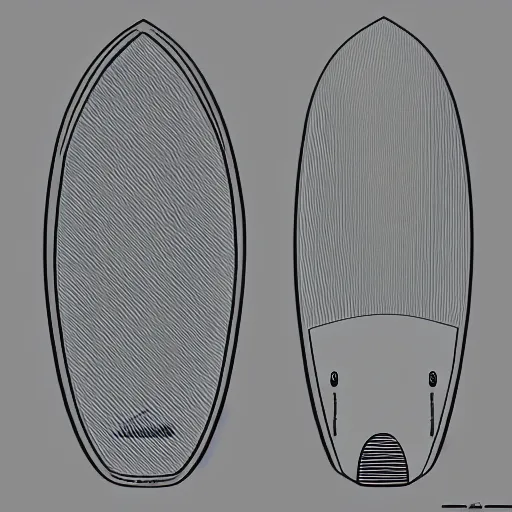 Image similar to blueprint of a surfboard shaped by firewire, technical sketch, high detail, high resolution, 8 k resolution