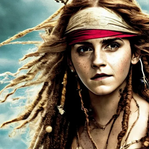 Image similar to A still of Emma Watson in Pirate's of the Caribbean movie