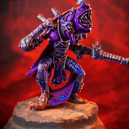 Image similar to githyanki warrior, style of hydro74, red and purple, detailed, 4k