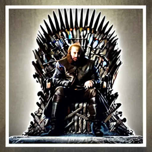 Image similar to “Putin sitting on the iron throne, 4k, award winning, Digital art, scene from game of thrones”