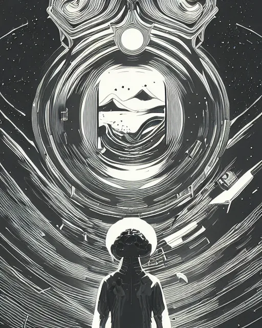 Image similar to divine intervention, mcbess illustration, scifi, futuristic, galaxy, nebula, raytracing, sharp focus, cinematic lighting, highly detailed, artstation