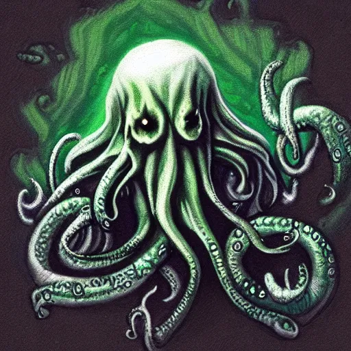 Image similar to Cthulhu by Bob Ross