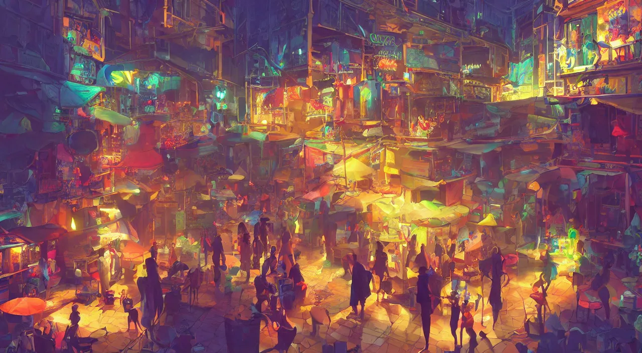 Image similar to bazaar zouk oriantal multicolorful sky shine place mosquet painting stylized digital video game icon global illumination ray tracing 8 k hd resolution, by ilya kuvshinov and cushart krentz and gilleard james