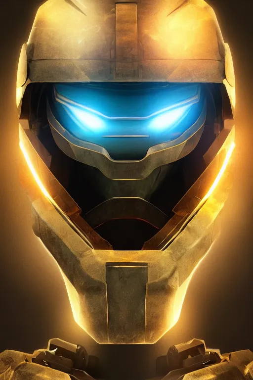 Image similar to robot ninja mask helmet halo master chief radiating a glowing aura global illumination ray tracing hdr fanart arstation by ian pesty and katarzyna da „ bek - chmiel