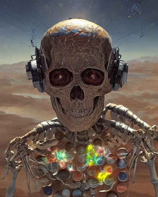 Image similar to skeleton made of lsd pills, clear sky, scifi character portrait by greg rutkowski esuthio craig mullins