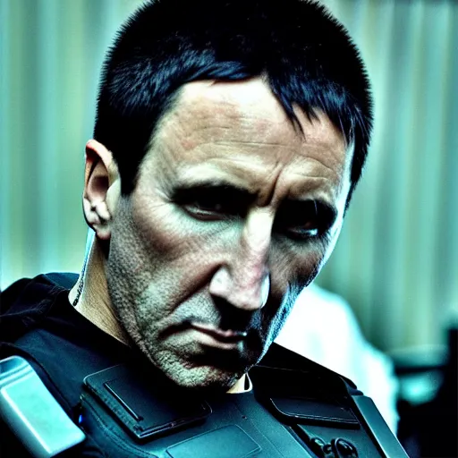 Prompt: Trent Reznor as a cyborg with snake hair