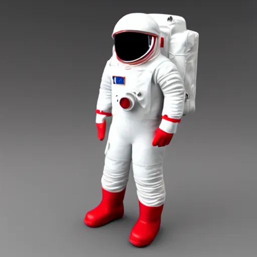 Prompt: short 3 d model of a red astronaut, with a white visor