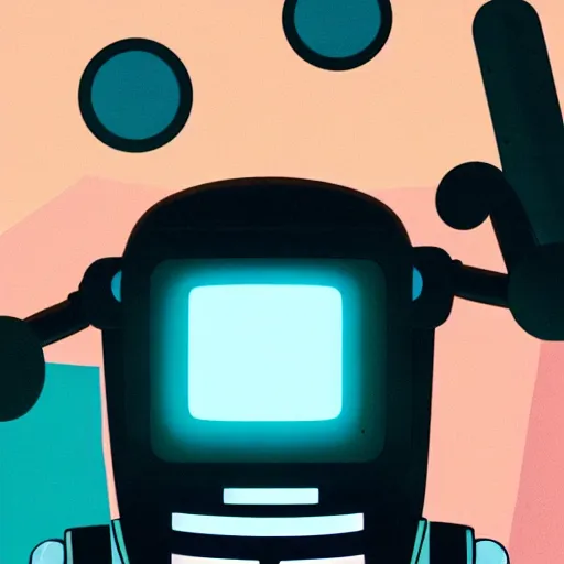 Image similar to a robot with a crt monitor for a head and wearing a leather bomber jacket, black sweatpants, pastel aesthetic, studio ghibli, character design, fantasy, 8 k resolution