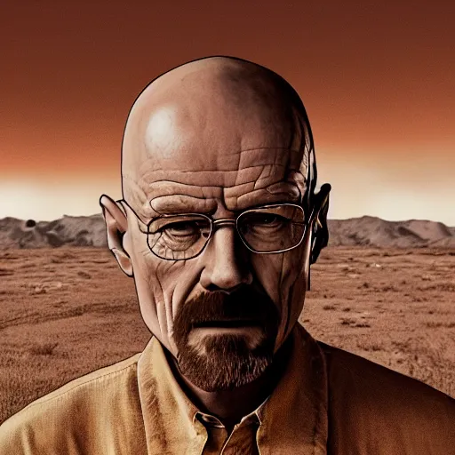 Image similar to Walter White with worms coming out of his head. Hyper realistic image, award winning photography