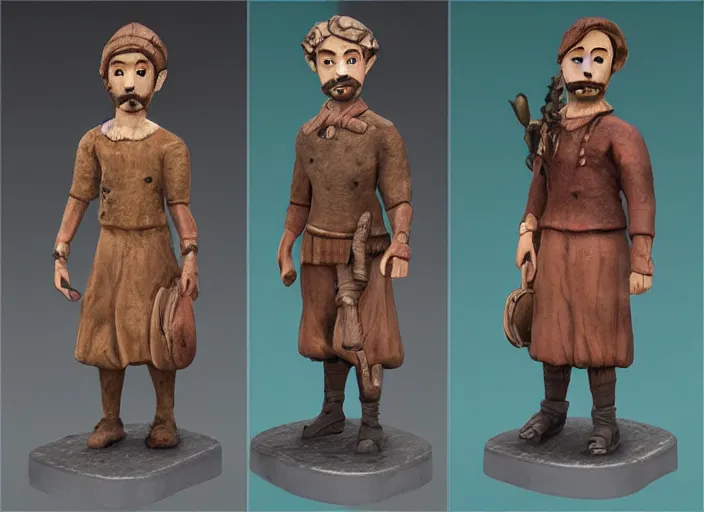 Prompt: Image on the store website, eBay, Full body, 80mm resin figure of Villagers