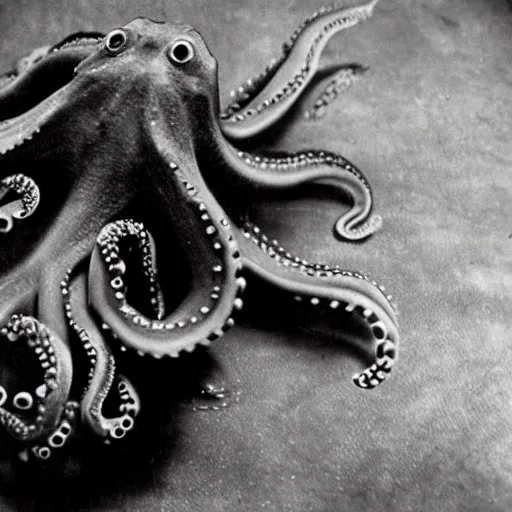 Image similar to vintage photograph of an octopus playing the blues