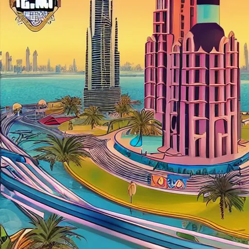 Image similar to gta : dubai by dr. seuss