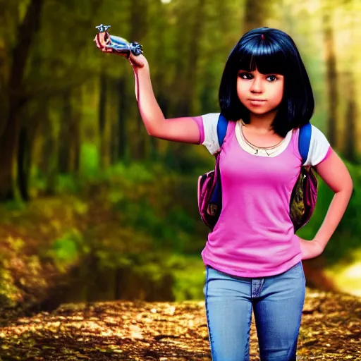 Image similar to Portrait of historically accurate, real teen dora the explorer, intricate, elegant, highly detailed, digital photograph, photorealistic, 8k, cinematic, smooth, sharp focus