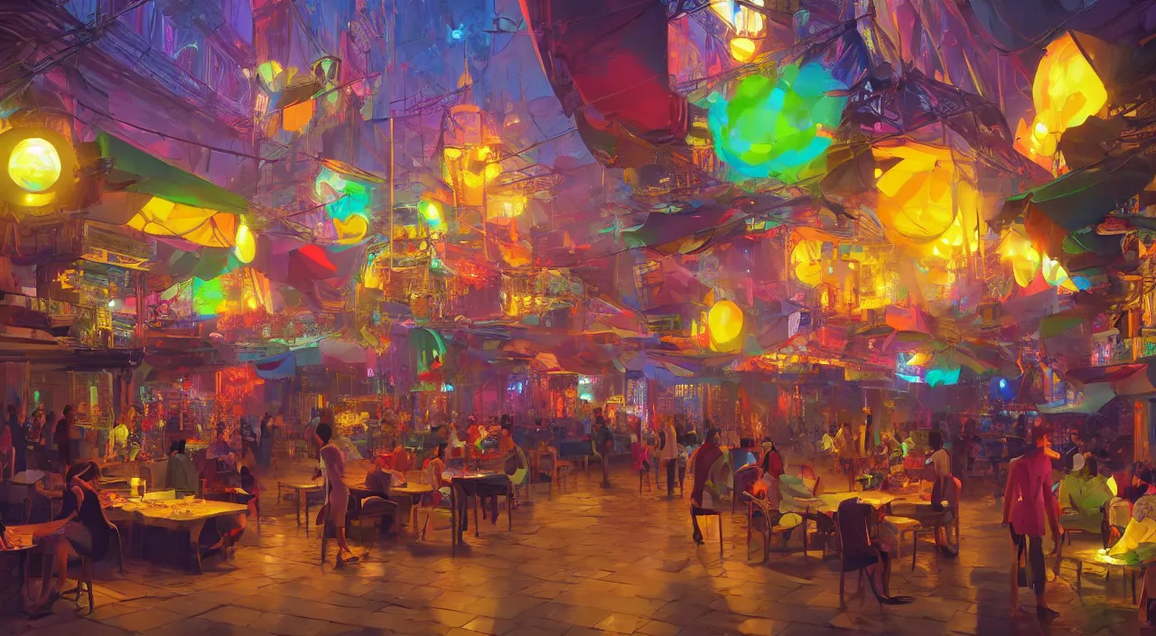 Image similar to bazaar zouk oriantal multicolorful sky shine place mosquet painting stylized digital video game icon global illumination ray tracing 8 k hd resolution, by ilya kuvshinov and cushart krentz and gilleard james