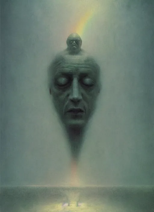 Image similar to rainbowmancer by beksinski, portrait, digital art