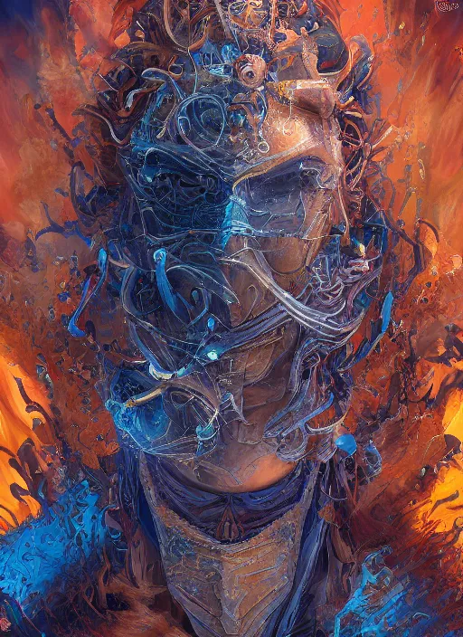 Image similar to high intricate painting of the sandman, fractal, full shot, neil gaiman, maria panfilova, andrea savchenko, mike kime, ludovic plouffe, qi sheng luo, oliver cook, julian calle, eddie mendoza, trending on artstation