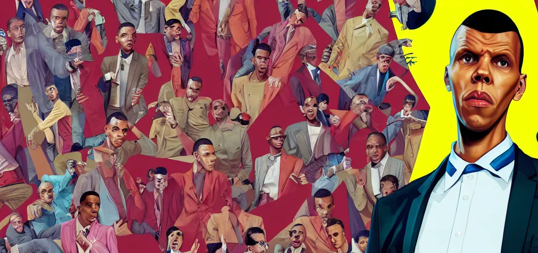 Prompt: Stromae in GTA V loading screen by Stephen Bliss