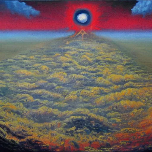 Image similar to world after nuclear war, oil painting