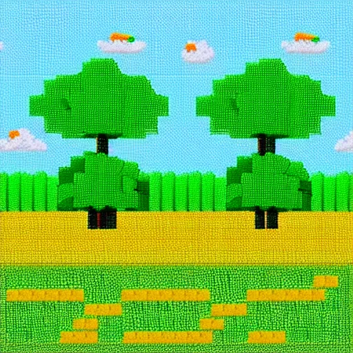 Prompt: 8-Bit Green Meadows with azure sky