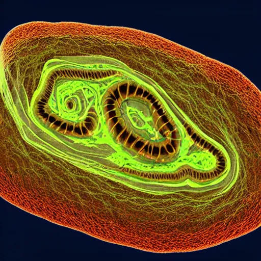 Image similar to tunneling electron microscope image of a mitochondria organelle leaking oxygen. false color. mit technology review. nature journal. nobel prize winning. ultra detailed 8 k tiff