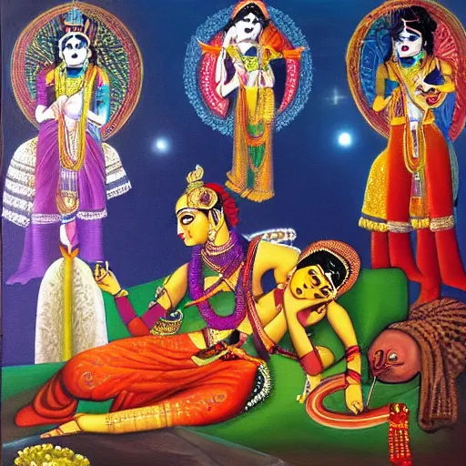 Image similar to death of Krishna by Amrita Shergill, oil on canvas