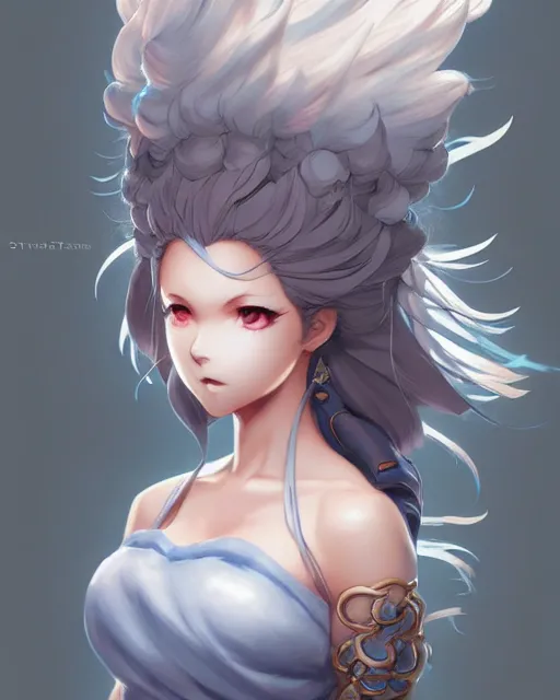 Image similar to character concept art of an anime stormy cloud goddess | | cute - fine - face, pretty face, realistic shaded perfect face, fine details by stanley artgerm lau, wlop, rossdraws, james jean, andrei riabovitchev, marc simonetti, and sakimichan, tranding on artstation
