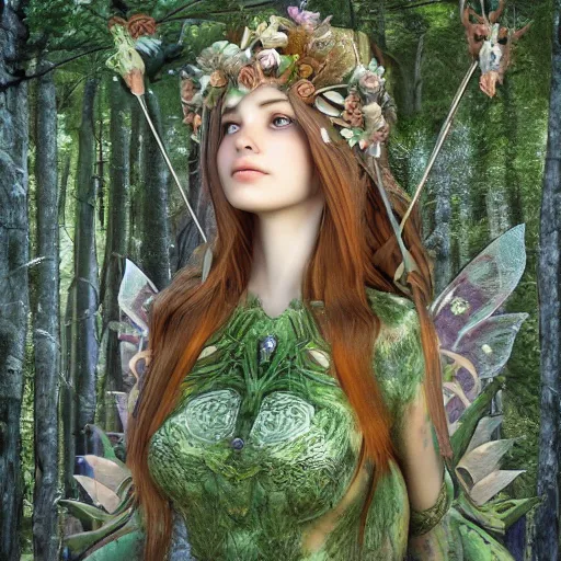 Image similar to fairy tale; forest; goddess of the hunt; Ferdinand Khab; deep woods; warrior woman; archery, Art of Illusion, Artrift, finalRender, Flickr, IMAX, Polycount, r/Art, shadow depth, Sketchfab, Sketchlab, Substance Designer, VRay; trending on r/deepdream; AppGameKit, recursive ray tracing; volumetric lighting; ambient occlusion, Hyper detailed digital matte painting, concept art, hyperrealism, Cinema 4D, 8k resolution, 64 megapixels, bokeh, CGSociety, ZBrush Central, behance HD, hypermaximalist, a masterpiece, 4K, Ukiyo-e, film noir, neon, beautiful, deep colors, bright, amazing, gorgeous, wonderful, great, marvelous, fantastic, magnificent, excellent, fabulous, lovely, astonishing, outstanding, splendid, glorious, mist, by Gustav Klimt and Gustave Doré,