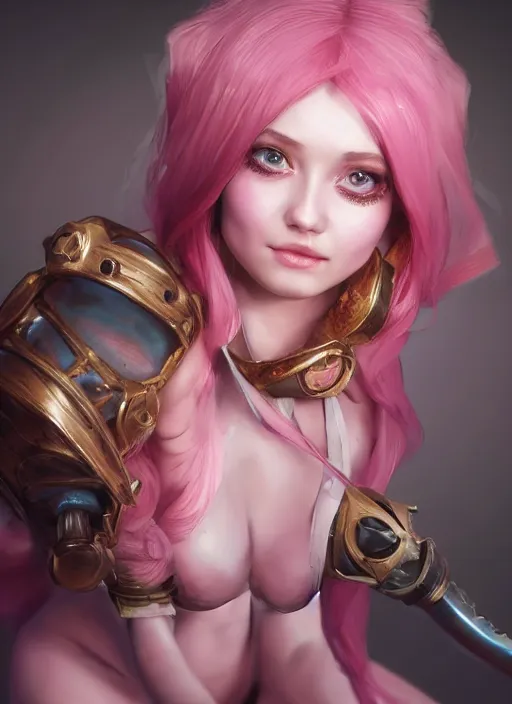 Prompt: playful seraphine, from league of legends, au naturel, pink hair, new musical instruments, hyper detailed, digital art, trending in artstation, cinematic lighting, studio quality, smooth render, unreal engine 5 rendered, octane rendered, art style by klimt and nixeu and ian sprigger and wlop and krenz cushart