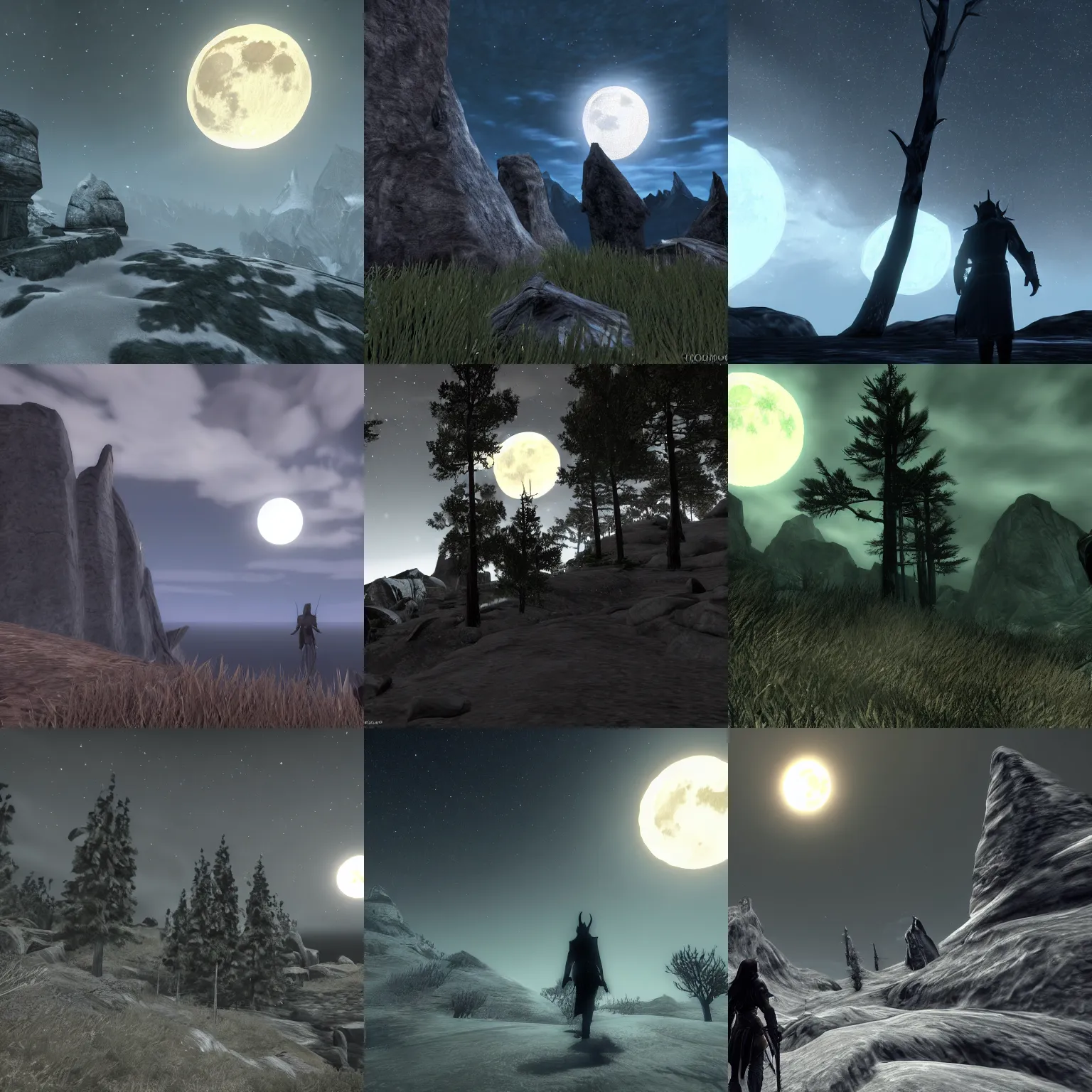 Prompt: solitude from skyrim with a full moon, cinematic lighting