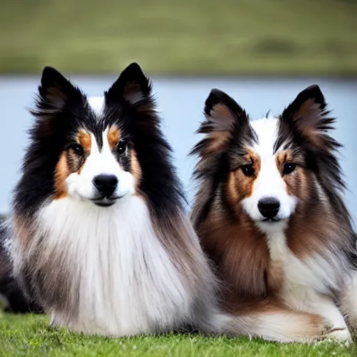 Image similar to a couple of shetland sheepdog in a style of bojack horsman