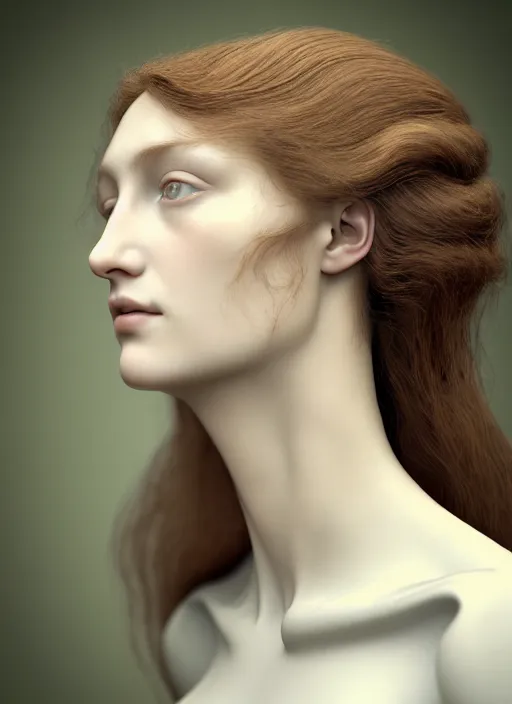 Prompt: portrait photography of a beautiful woman how pre-Raphaelites beauty type in style of Giovanni Gastel, britt marling style 3/4 , natural color skin, complex 3d render ultra detailed of a beautiful porcelain profile, biomechanical cyborg, analog, 150 mm lens, beautiful natural soft light, big leaves and stems, roots, fine foliage lace, silver white red details, Alexander Mcqueen high fashion haute couture, pearl earring, art nouveau fashion embroidered, steampunk, intricate details, mesh wire, mandelbrot fractal, anatomical, elegant, hyper realistic, ultra detailed, octane render, H.R. Giger style, volumetric lighting, 8k