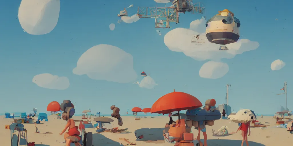 Prompt: beach vacation by Goro Fujita and Simon Stalenhag , 8k, trending on artstation, hyper detailed, cinematic