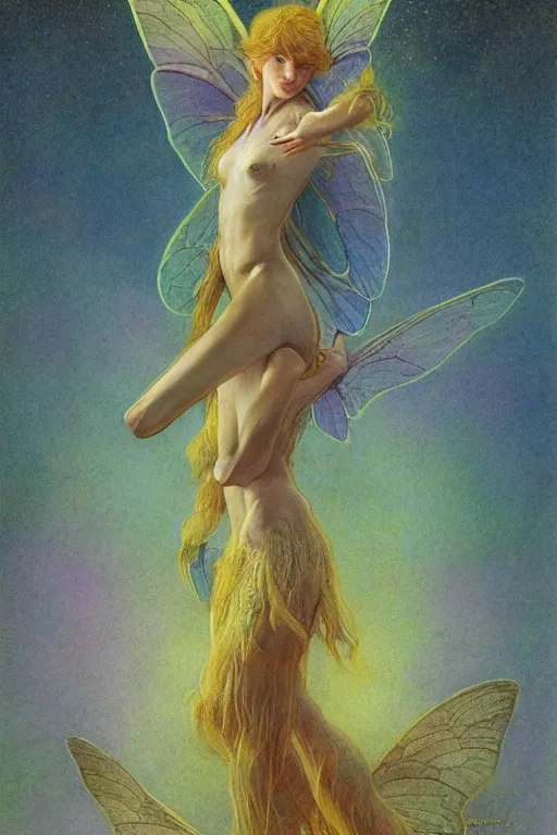 Image similar to full body portrait of a faerie, golden ratio, detailed, rainbowshift, by jean - baptiste monge and maxfield parrish and artgerm